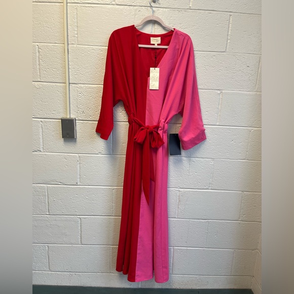 Tuckernuck x India Hicks Scarlet & Hot Pink Madame G Caftan Dress Sz XL NWT - Picture 2 of 5